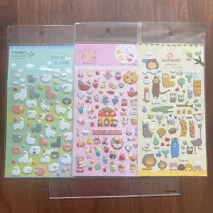 立体シール　ぷっくりシール　ぷくぷくシール　動物　アニマル　シール　3種セット【残りわずか★なくなり次第終了】