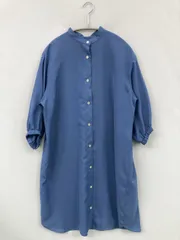 KUMIKYOKU クミキョク シャツワンピース 2 ブルー 無地 半端袖 ひざ丈