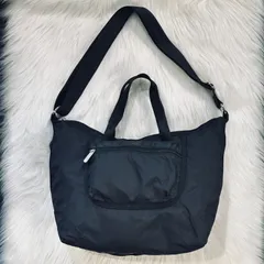 レスポートサック ブラック 黒 2WAYショルダーバッグ トート　大容量　ななめがけ　LeSportsac【A0540】