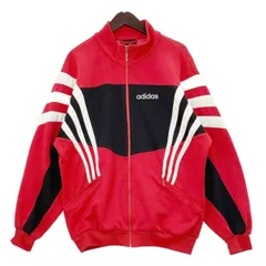 adidas アディダス 90s 00s トラックジャケット ジャージ ブルゾン ヴィンテージ 古着 アメカジ メンズ Lサイズ レッド アウター DM18380■