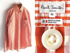 希少 90sビンテージ Paul Smith LONDON ポールスミス ロンドン イタリア製生地使用 ギンガムチェックシャツ BDシャツ M オレンジ