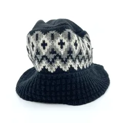 beams ビームス ジャガードニットバケットハット　ブラック　コットン　日本製