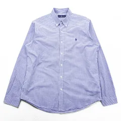 Ralph Lauren ボタンダウンシャツ L ブルー チェック スモールポニー 刺繍 ロゴ