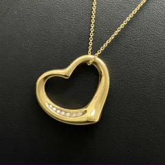 TIFFANY&Co. ティファニー エルサ・ペレッティ オープン ハート 27mm幅モデル ロング ペンダント K18 750 71cm 11.1g 金 イエロー ゴールド