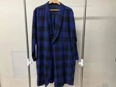 メンズMサイズ ナノユニバース チェック柄ロングシャツ 青 NANO UNIVERSE