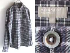日本製【MARGARET HOWELL】ギンガムチェックシャツプルオーバー 麻