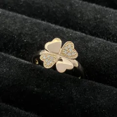 新品仕上済み Follie Follie フォリフォリ クローバー モチーフ ダイヤ 0.05ct デザイン リング K18 6号 1.9g 金 イエロー ゴールド 指輪