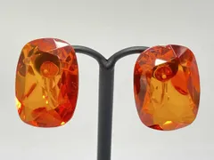 鑑別書付き☆K18／琥珀／イヤリング／4.2g