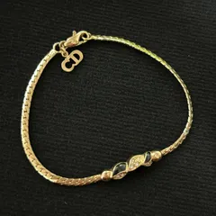 【美品】Christian Dior クリスチャンディオール ブレスレット ゴールド CDロゴ ストーン ブラック レディース　260321001