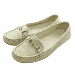 グッチ GUCCI ドライビングシューズ スリッポン レザー GG柄 総柄 ホースビット 35 22cm ベージュ 200918 /XZ ■GY11
