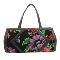 フェイラー FEILER ハンドバッグ ミニボストン 肩掛け ロゴ 花柄 シェニール織 レザー 黒 ブラック /GV ■GY18