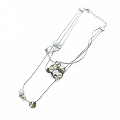 スワロフスキー SWAROVSKI ネックレス アクセサリー クリスタル ラインストーン 3連 蛇腹チェーン ロゴ シルバー色 ■GY18 /MQ
