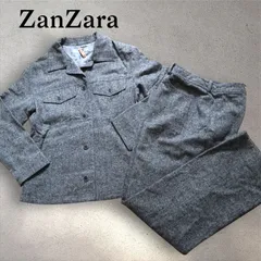 ZANZARA　ザンザラ　グレーツイード　シルク混ウール　セットアップ　パンツスーツ　サイズ9＆11　M相当  クリーニング済