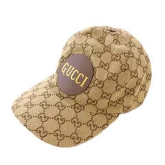 グッチ GUCCI 帽子 ベースボールキャップ GGキャンバス レザー ロゴパッチ 総柄 M 58cm ベージュ 茶色 ブラウン 576253 4HG62 /XZ ■OH ■GY18