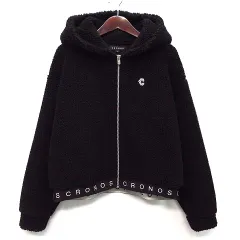 クロノス CRONOS フリース ショート ジャケット ボア パーカー 裾ロゴ