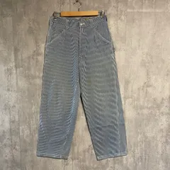 希少 オールドユニクロ ヒッコリー ペインターパンツ 73 S M ヴィンテージ 90s 00s UNIQLO ワークパンツ デニム ストライプ 太め ワイド ストレート アメカジ 古着 スケーター アーカイブ 縦縞 ハンマーループ ユニセックス