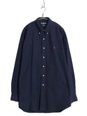 【お得なクーポン配布中!】 90s ラルフローレン 長袖 ボタンダウン シャツ メンズ XL 古着 オールド ポロ 長袖シャツ コットン ピケ ワイシャツ 大きいサイズ ネイビー