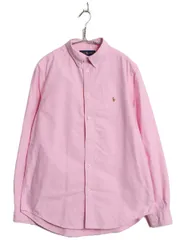 【お得なクーポン配布中!】 ラルフローレン 長袖 ボタンダウン シャツ キッズ XL メンズ S 程/ 古着 ポロ オックスフォード コットン ワンポイント ワイシャツ ピンク