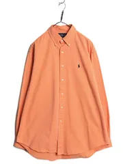 【お得なクーポン配布中!】 90s ラルフローレン 長袖 ボタンダウン シャツ メンズ L 古着 オールド ポロ 長袖シャツ コットン チノ ワイシャツ ワンポイント オレンジ