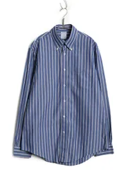 【お得なクーポン配布中!】 ブルックスブラザーズ ストライプ 長袖 ボタンダウン シャツ メンズ M 古着 スーピマ コットン ワイシャツ ドレス ビジネス ノーアイロン  