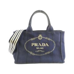 希少レアPRADA カナパ紺色赤色ギンガムチェックトートショルダー2WAY 