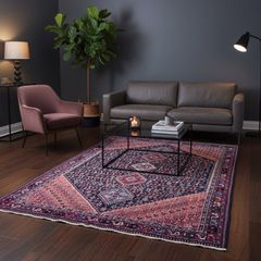 ペルシャ 本物 手織り ギャッベ 【上質アマレ】103×147cm 茜色の風景