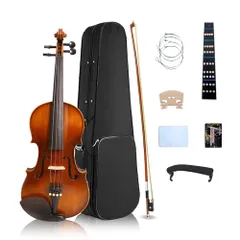 1/2 バイオリンセット 初心者と大人向け 予備の弦付き ブリッジキャリングケース 初心者向けバイオリンkk