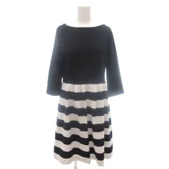 トッコ TOCCO 美品 ワンピース 七分袖 M L 紺 ネイビー 白 /IX■ECF001