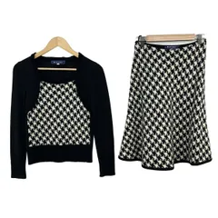 M'S GRACY(エムズグレイシー) スカートセットアップ レディース - 白×黒 ニット/千鳥格子柄/ラメ