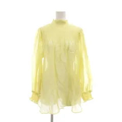 グリーンレーベルリラクシング ユナイテッドアローズ green label relaxing ブラウス 透け感 フリルネック シャーリング 長袖 黄 イエロー /YJ ■ECF001