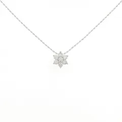 K18WG フラワー ダイヤモンド ネックレス 0.20CT
