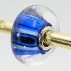 トロールビーズ ブルー ブラック ストライプ ビーズ/25-2197