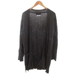 ナノユニバース nano universe 美品 カーディガン ニット M 黒 ブラック 長袖 ノーカラー ポケット付き /SJ ■ECF001