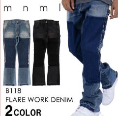 mnml B428 コーデュロイ フレアデニムパンツ 完売品 正規購入34 紫 