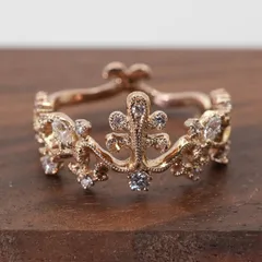 アベリ K18 ダイヤモンド ミル打ち リング 0.17ct/25-1905S