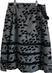  【美品】MARC JACOBSマークジェイコブズ　ロングスカート　ボトムス　ブラックホワイトチェック　アニマル柄　レディース　0サイズ【Z1824】