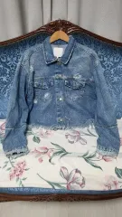 ZARA デニム デニムジャケット クロップド ダメージ デニムジャケット