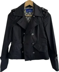  【美品】BURBERRY LONDON BLUE LABELバーバリーロンドンブルーレーベル　トレンチジャケット　アウター　ブラック　レディース　38サイズ【Z1824】
