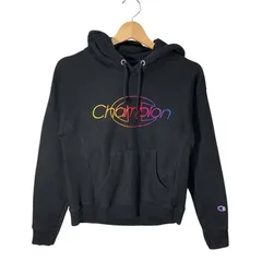 Champion チャンピオン リバースウィーブレインボースパル 単色青タグ パーカー フーディー 長袖 フロントプリント ワンポイント刺繡 Honduras製 XSサイズ ブラック