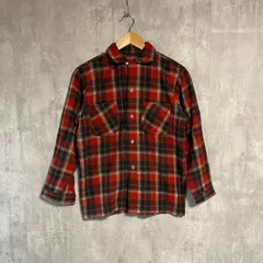 好配色 オンブレチェック ネルシャツ 赤 黒 L 相当 開襟 オープンカラー フランネル シャツ シャドーチェック ボックスシルエット ヴィンテージ 50s 60s 風 古着 ゆるだぼ オーバーサイズ メンズ アメカジ ストリート グランジ カートコバーン