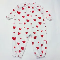 ベビーロンパース カバーオール 80cm 女の子 ゆったり 前開き ハート ニコフラート 新品