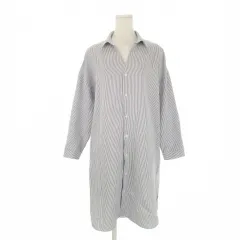 ロペピクニック ROPE Picnic シャツワンピース 40 グレー ストライプ柄 スキッパー 長袖 /CK27 ■GY58