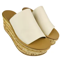 美品★Chloe★クロエ【Camille カミーユ】レディース レザーストラップ メタルヒール ウェッジソール プラットフォーム サンダル 厚底 (37/24㎝相当) イタリア製 ブランドサンダル レディースサンダル 春夏靴 カジュアル