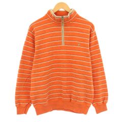 ハッシュパピー Hush Puppies ハーフジップニット セーター 長袖 ボーダー L オレンジ /KH ■ECC001