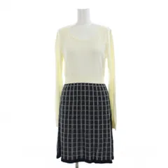 ロペピクニック ROPE Picnic タグ付き ワンピース ニットワンピース ひざ丈 38 アイボリー 黒 ブラック チェック柄 /GP ■ECB001