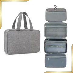 【新品】 トラベルポーチ 吊り下げ ポーチ トイレタリーバッグ 乾湿分離 フック付き 大容量 コンパクト 壁掛け 手提げ 防水 コスメポーチ 旅行用ポーチ 化粧ポーチ 収納ポーチ 洗面用具 小物入れ 大容量 出張 旅行 温泉 サウナ (グレー)