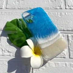 NO.103【レジンアート】iPhone17ケース/海/マイカパウダー/携帯ケース