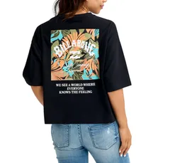 2026春夏 新品【BILLABONG/ビラボン】SQUARE LOGO 【WIDE LOOSE CROPPED】 Tシャツ BLM レディース BG013205