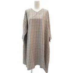 アズノウアズ as know as ワンピース ロング丈 長袖 ブラウン チェック柄 Vネック オーバーサイズ /SY53 ■GY58
