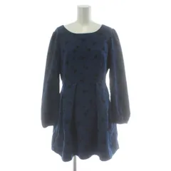 アースミュージック&エコロジー EARTH MUSIC & ECOLOGY ワンピース S 青 ブルー 花柄 ラウンドネック 長袖 /PP ■GY58